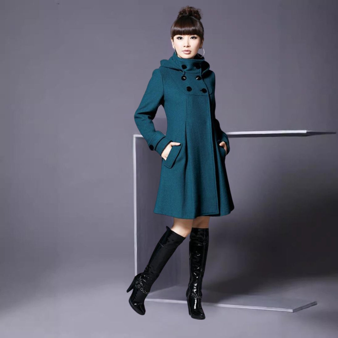Celine | Wollmantel mit Kapuze